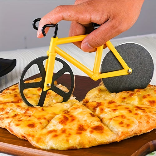 1pc of Bicycle Pizza Knife, Creative Roller Pizza Knife, Double Wheel Pizza Wheel Knife, Pizza Slitting Knife, and Pizza Cutter