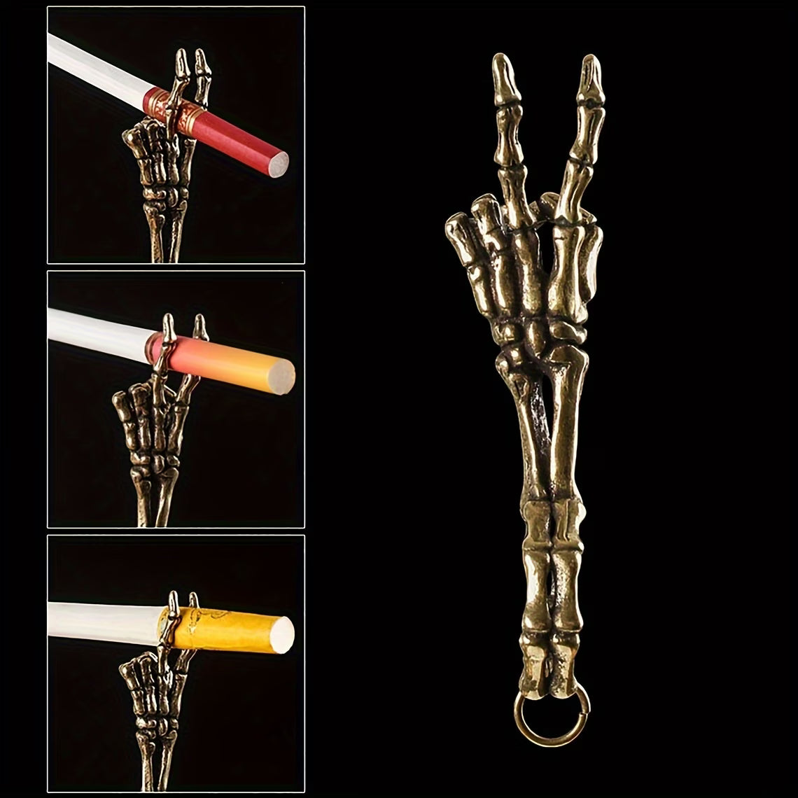 1pc, Retro Golden Cigarette Holder Rings, Edgy Smoke Rings, Adjustable Humorous Smoke Holder Rings, Beer Gesture Cigarette Holder Rings, Smoking Additions