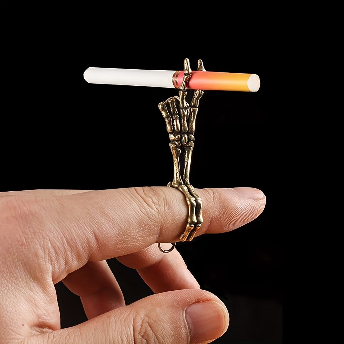 1pc, Retro Golden Cigarette Holder Rings, Edgy Smoke Rings, Adjustable Humorous Smoke Holder Rings, Beer Gesture Cigarette Holder Rings, Smoking Additions