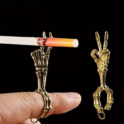1pc, Retro Golden Cigarette Holder Rings, Edgy Smoke Rings, Adjustable Humorous Smoke Holder Rings, Beer Gesture Cigarette Holder Rings, Smoking Additions