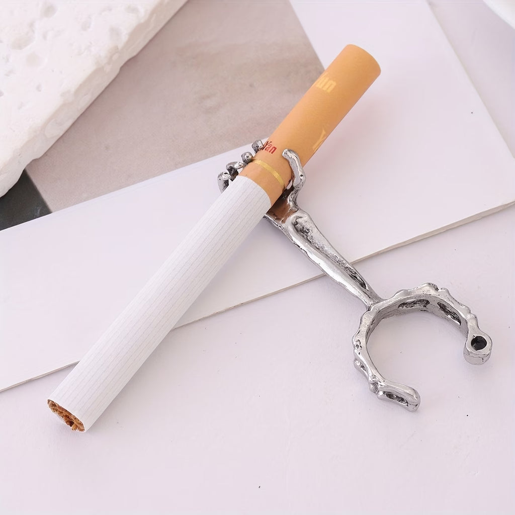 1pc of a Bone-Shaped Smoking Ring with a Skull Design on The Mouthpiece