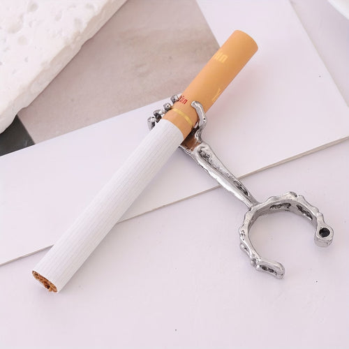 1pc of a Bone-Shaped Smoking Ring with a Skull Design on The Mouthpiece
