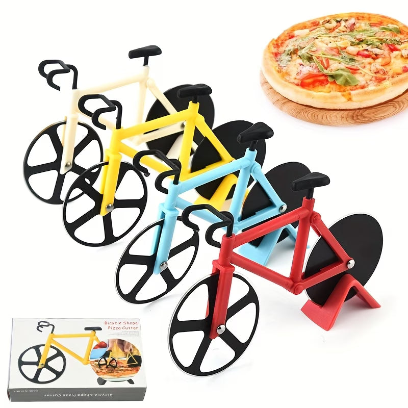 1pc of Bicycle Pizza Knife, Creative Roller Pizza Knife, Double Wheel Pizza Wheel Knife, Pizza Slitting Knife, and Pizza Cutter